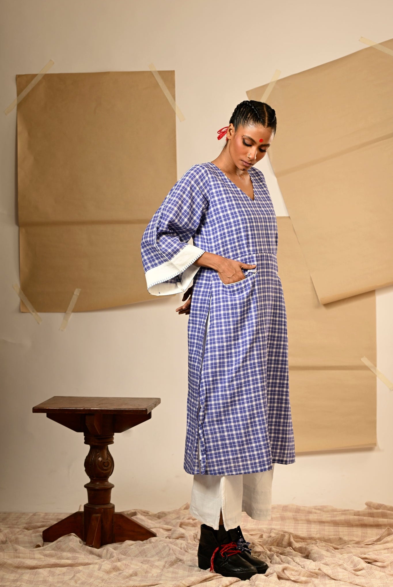 Blue Tunic and Pants Set - CiceroniKurta SetPrathaa