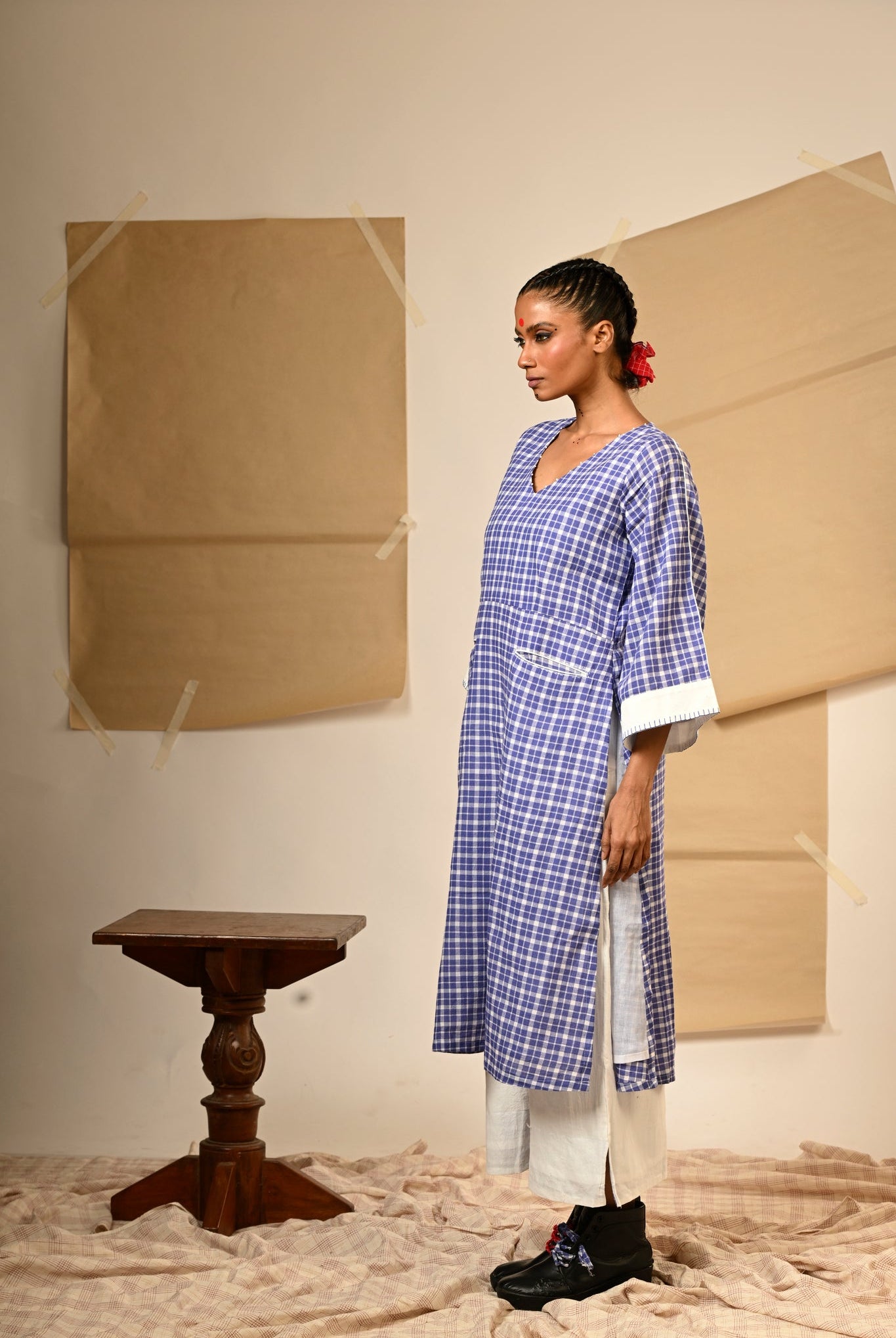 Blue Tunic and Pants Set - CiceroniKurta SetPrathaa