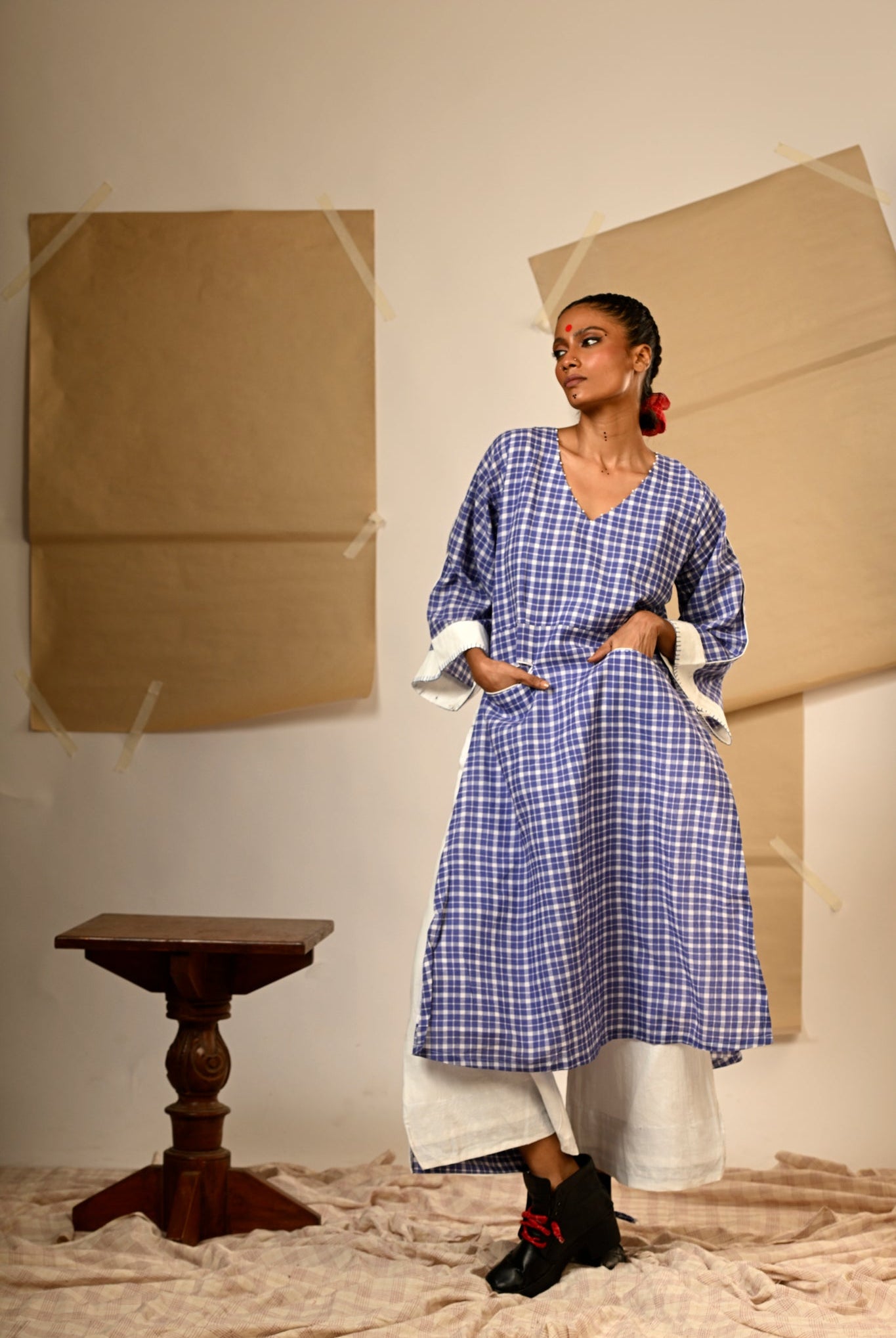 Blue Tunic and Pants Set - CiceroniKurta SetPrathaa