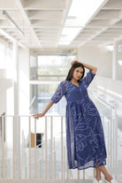 Blue Wildflower Bandhej Dress - CiceroniDressesSilai Studio