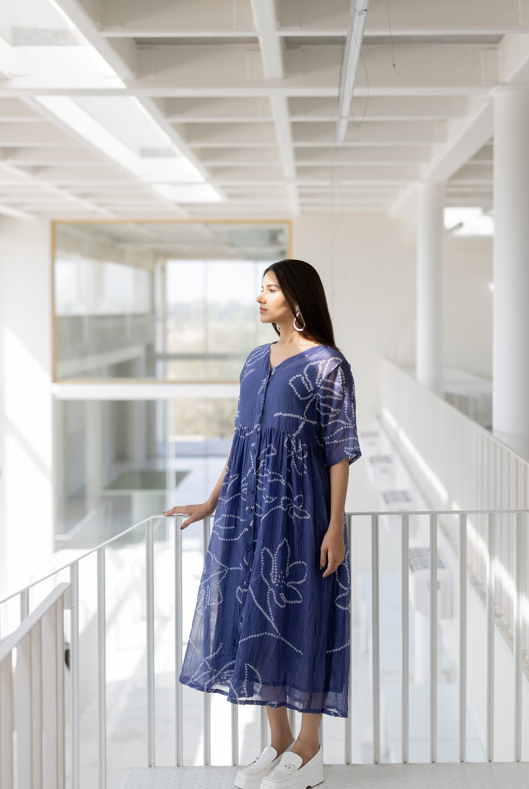 Blue Wildflower Bandhej Dress - CiceroniDressesSilai Studio