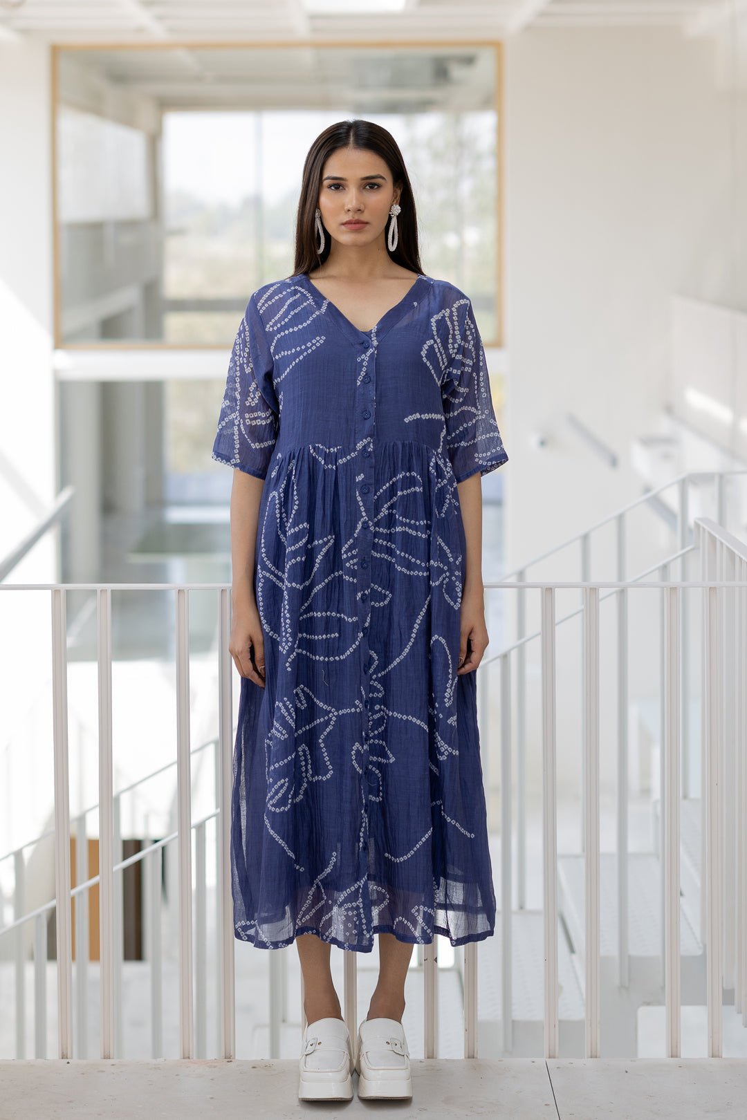 Blue Wildflower Bandhej Dress - CiceroniDressesSilai Studio