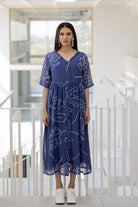 Blue Wildflower Bandhej Dress - CiceroniDressesSilai Studio