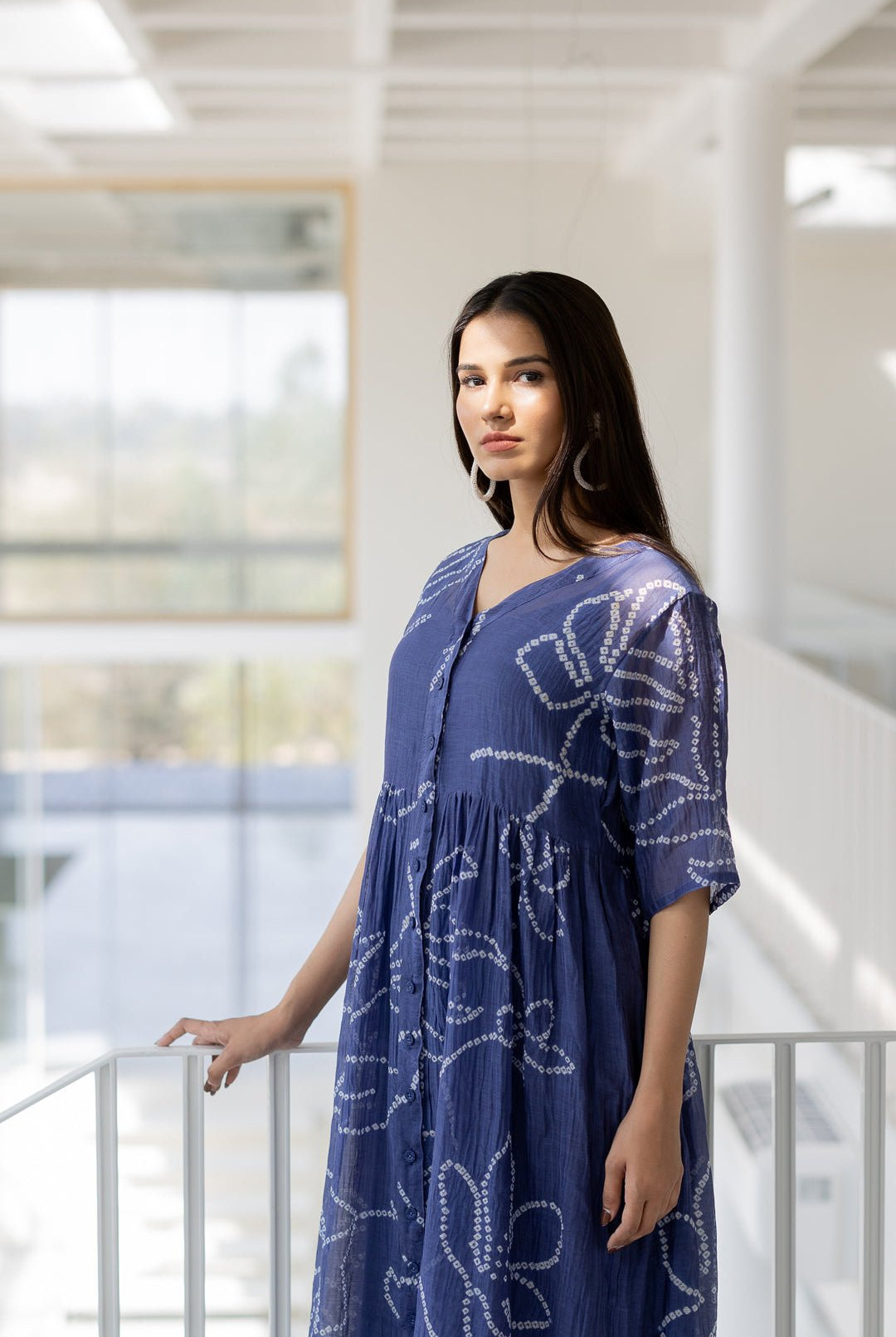 Blue Wildflower Bandhej Dress - CiceroniDressesSilai Studio