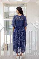 Blue Wildflower Bandhej Dress - CiceroniDressesSilai Studio