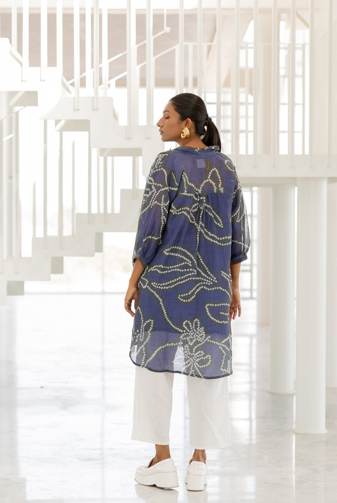 Blue Wildflower Bandhej Tunic Set - CiceroniKurta Set, Everyday WearSilai Studio