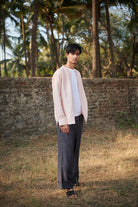 Blush Linen Men's Band Collar Shirt - CiceroniShirtSaphed