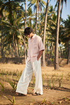 Blush Linen Men's Pleated Camp Collar Shirt - CiceronishirSaphed