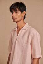 Blush Linen Men's Popover Shirt - CiceroniShirtSaphed