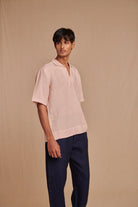 Blush Linen Men's Popover Shirt - CiceroniShirtSaphed
