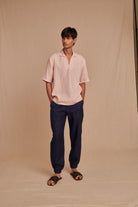 Blush Linen Men's Popover Shirt - CiceroniShirtSaphed