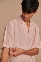 Blush Linen Men's Popover Shirt - CiceroniShirtSaphed