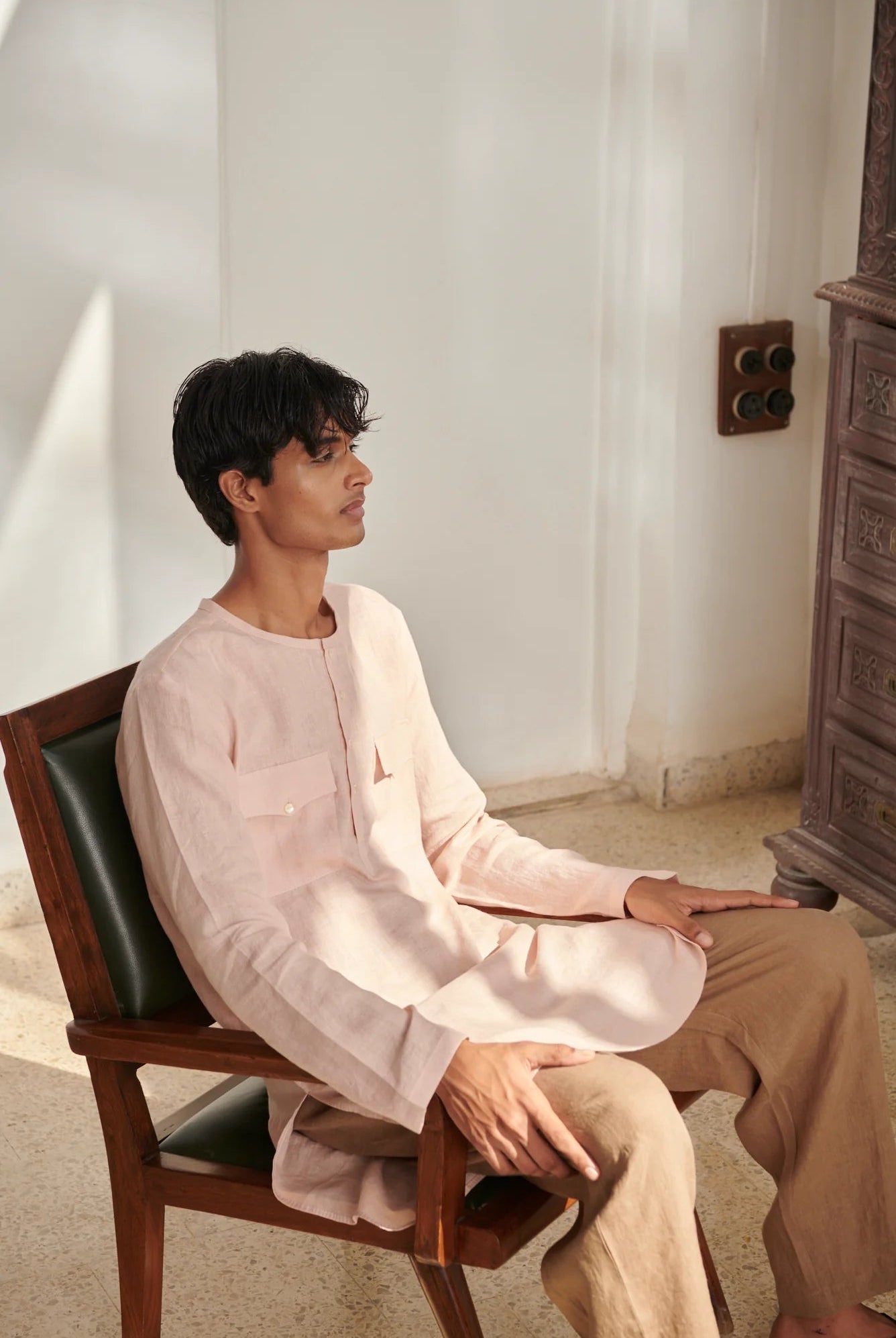 Blush Mousse Men's Round Hem Kurta Set - CiceroniKurta Set, Everyday WearSaphed