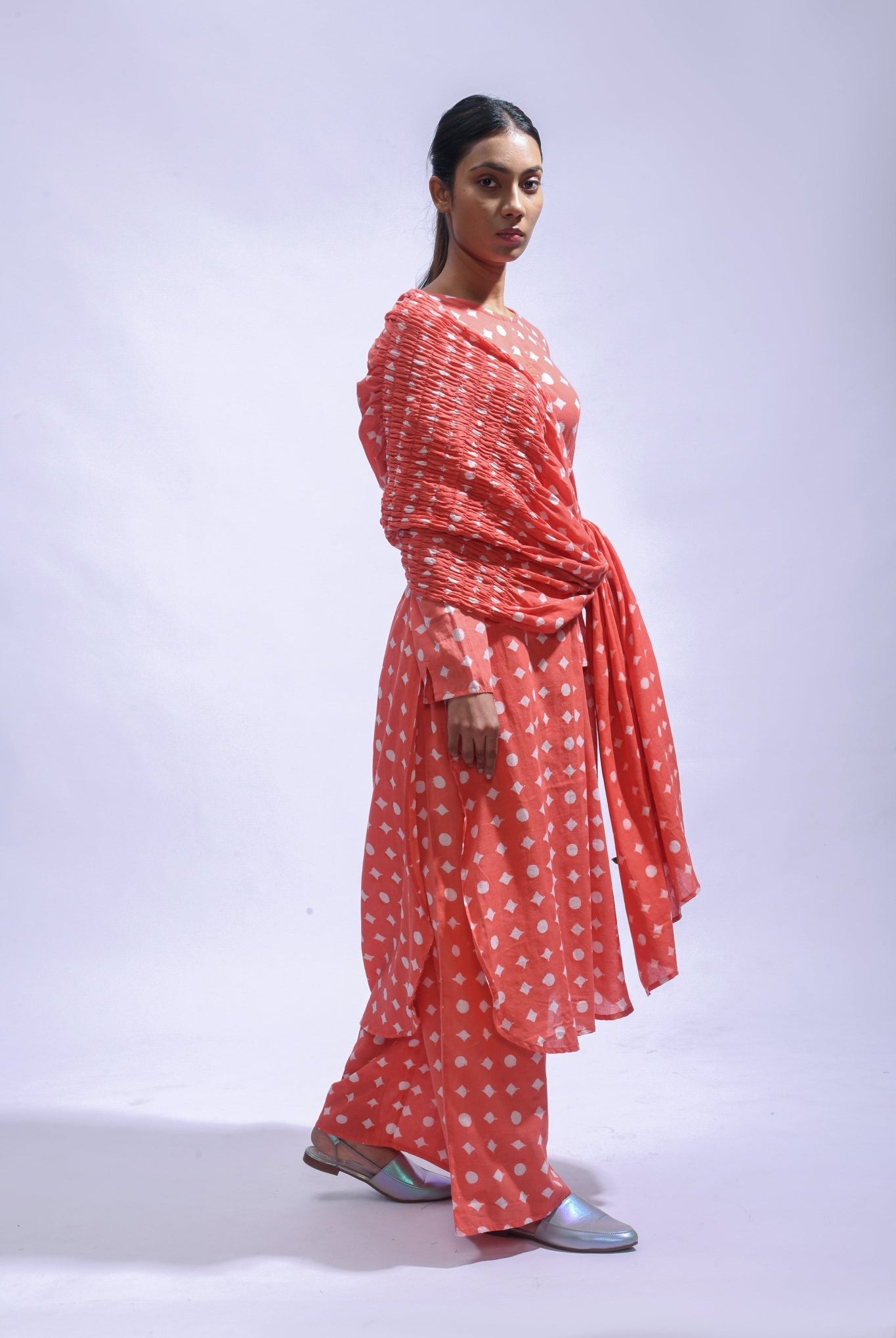 Blush Mud Block Cotton Kurta Set - Kasis - CiceroniKurta Set, Everyday WearJayati Goenka