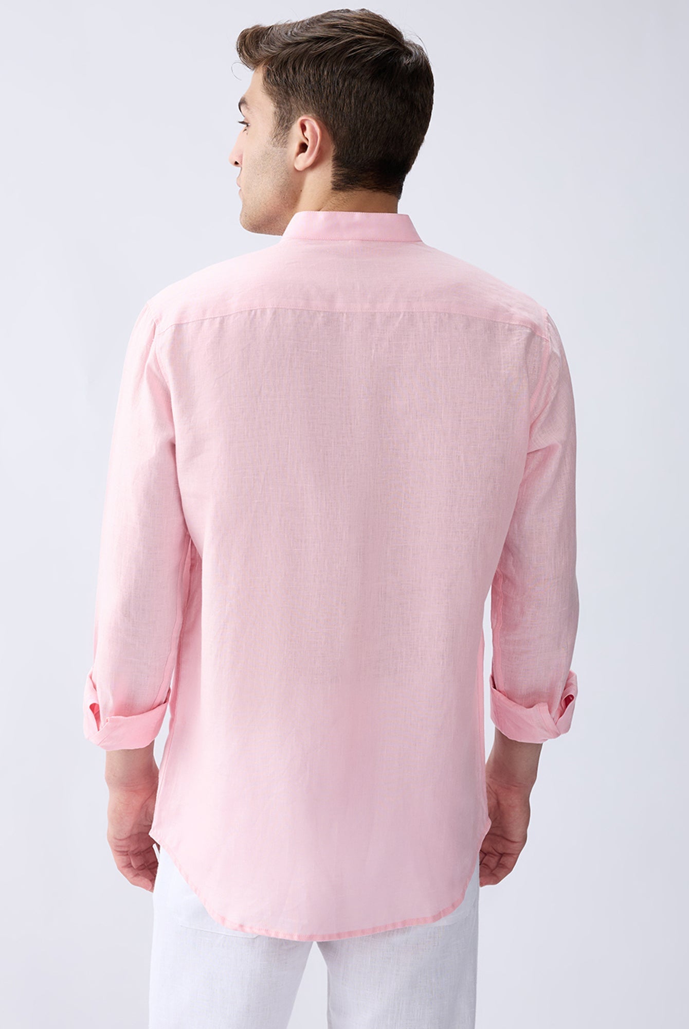 Blush Pink Mandarin 100% Pure Linen Shirt - CiceroniMen Shirtsbhrāta