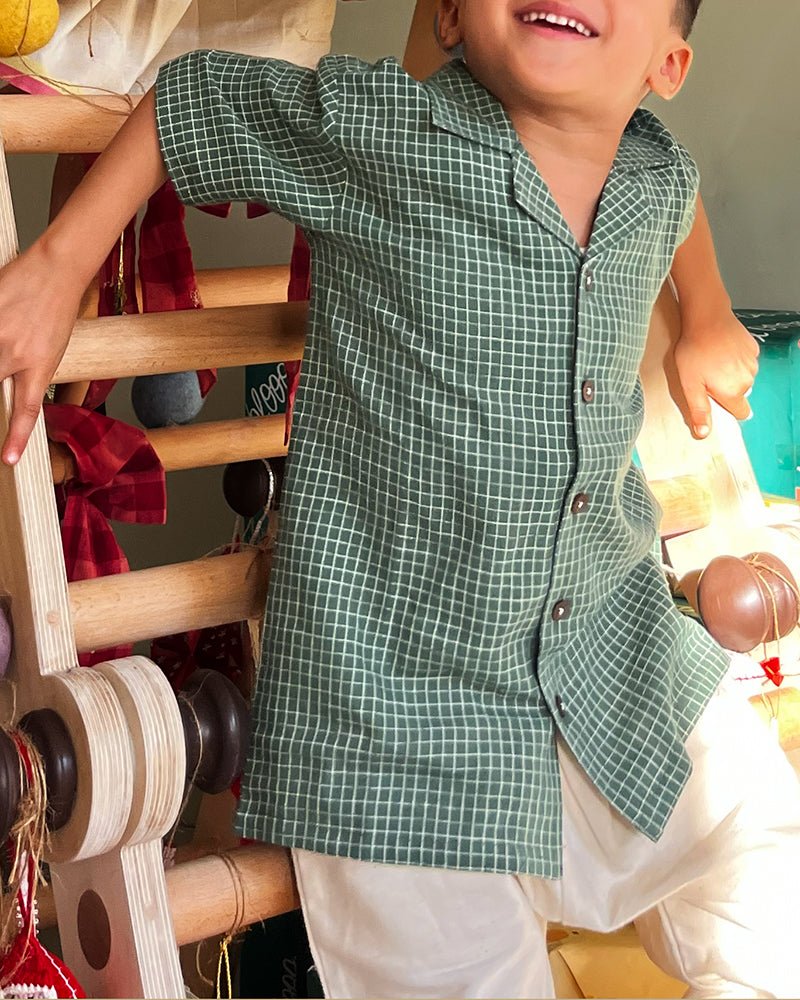 Boogie Green Checkered Boys Shirt - CiceroniShirtsLove The World Today