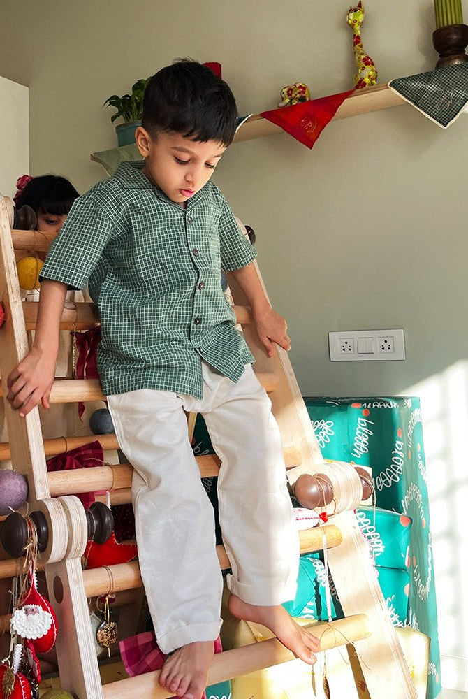 Boogie Green Checkered Boys Shirt - CiceroniShirtsLove The World Today