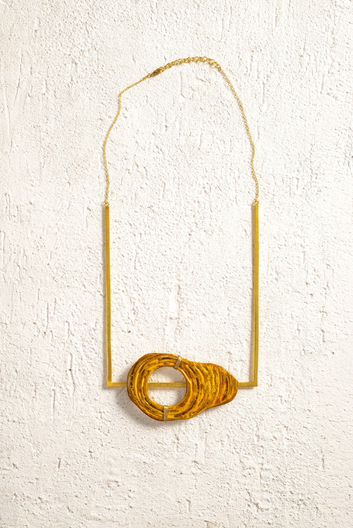 Brass Wave Pendant Necklace - CiceroniNeckpieceBoundless by Shilpi