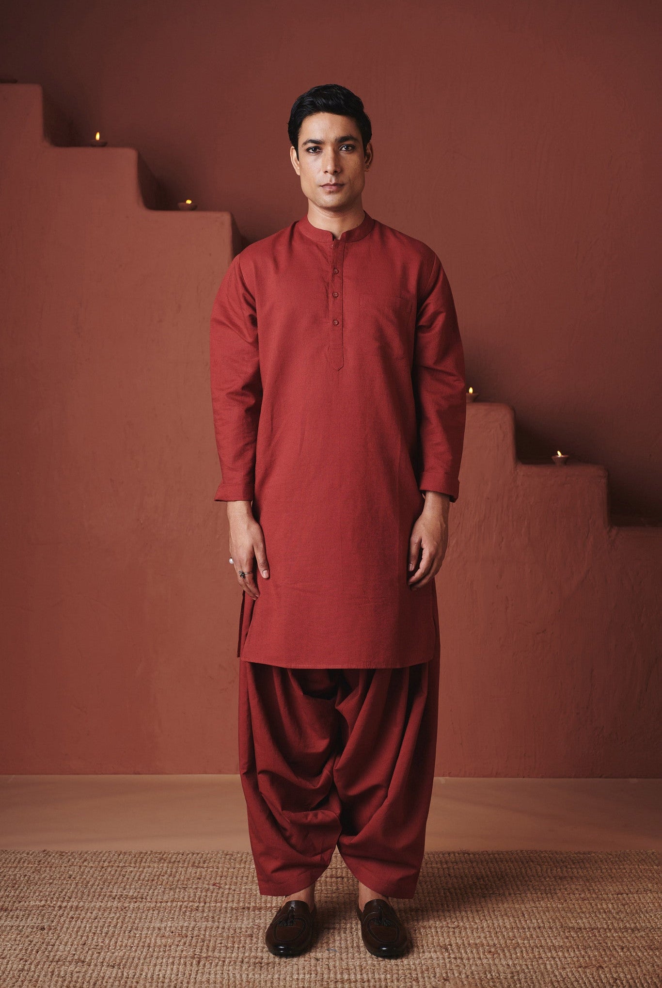 Brick Co - Linen Men's Dhoti Kurta Set - CiceroniKurta Set, Festive WearSaphed