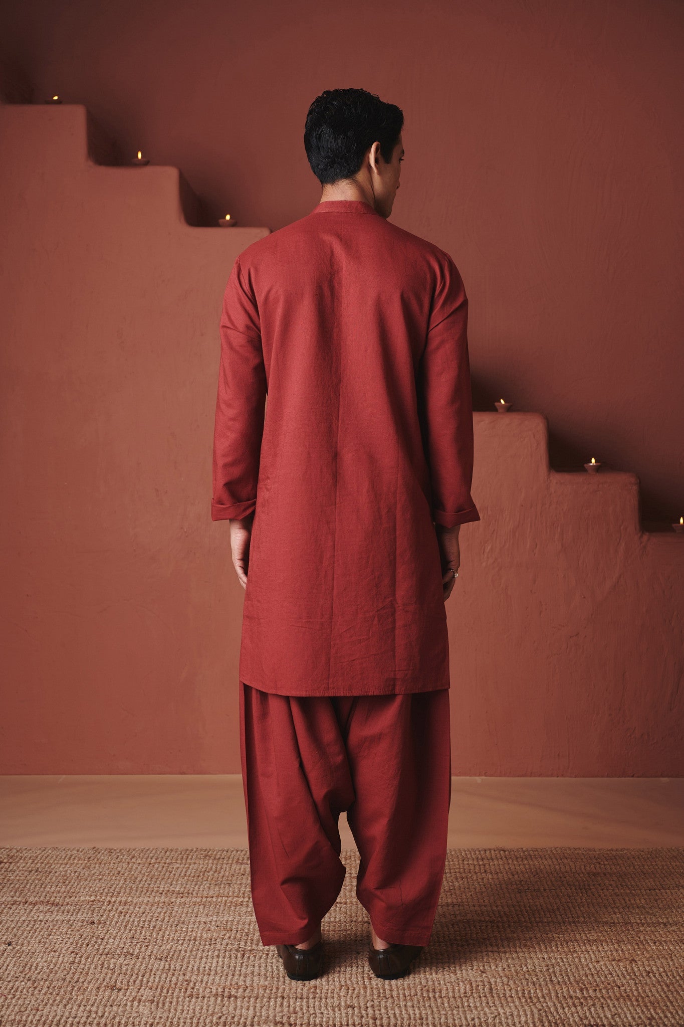 Brick Co - Linen Men's Dhoti Kurta Set - CiceroniKurta Set, Festive WearSaphed