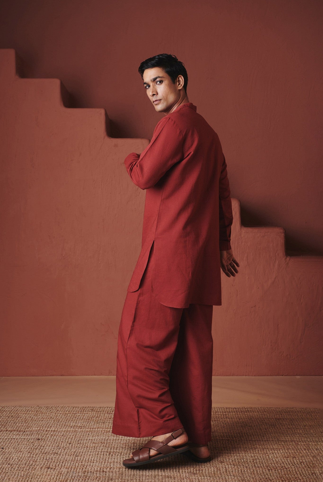 Brick Co - Linen Men's Saif Kurta Set - CiceroniKurta Set, Festive WearSaphed