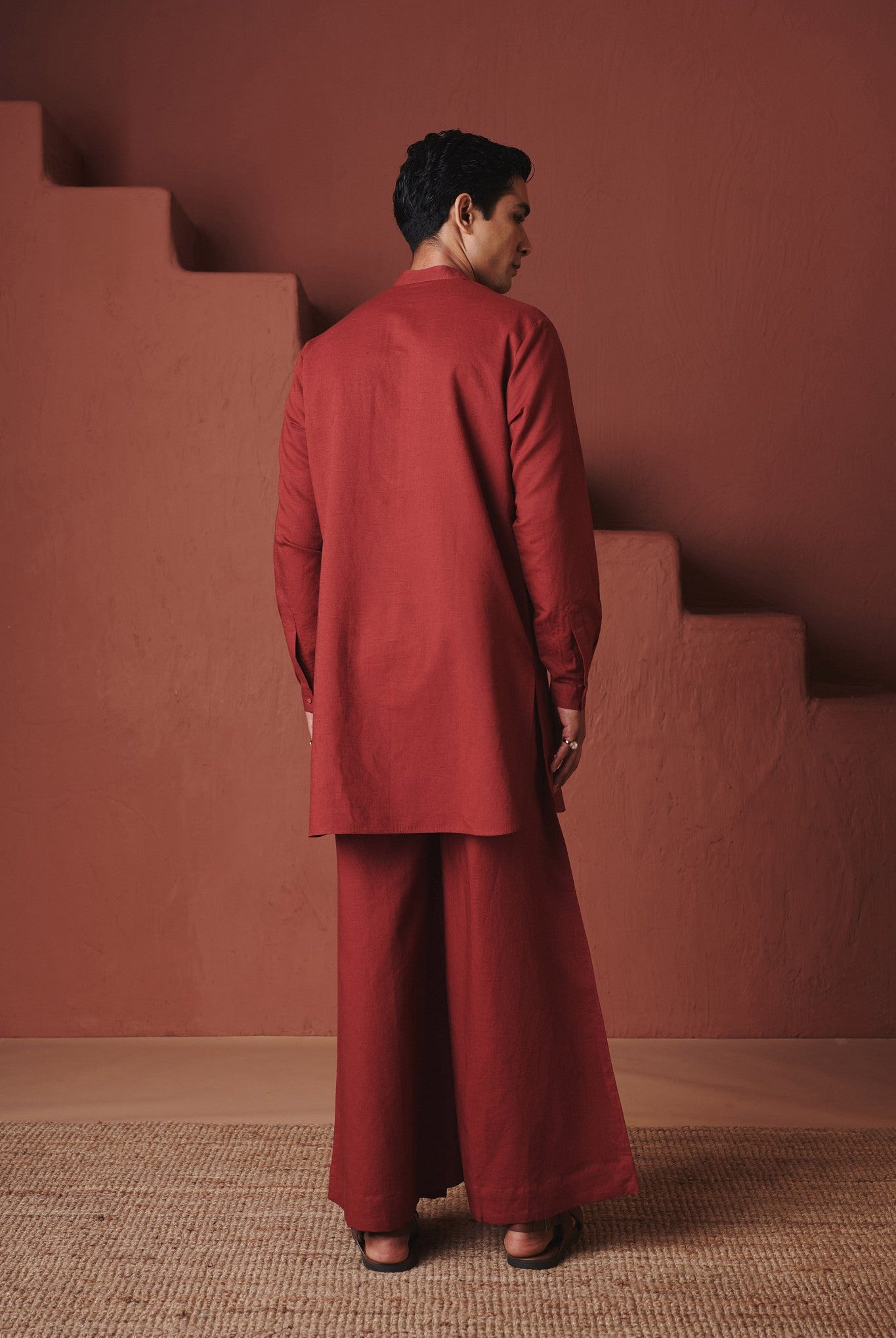 Brick Co - Linen Men's Saif Kurta Set - CiceroniKurta Set, Festive WearSaphed