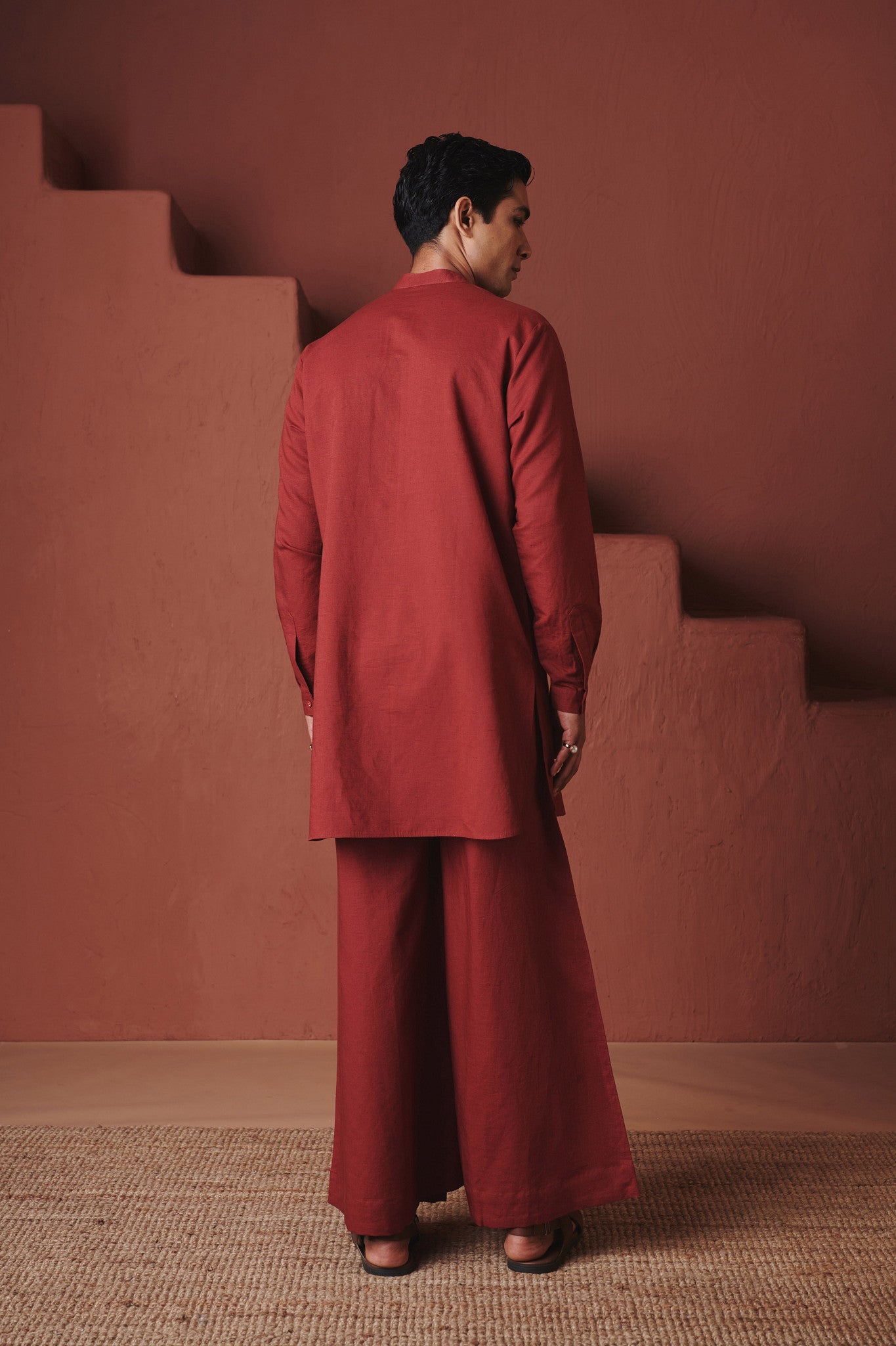 Brick Co - Linen Men's Saif Kurta Set - CiceroniKurta Set, Festive WearSaphed