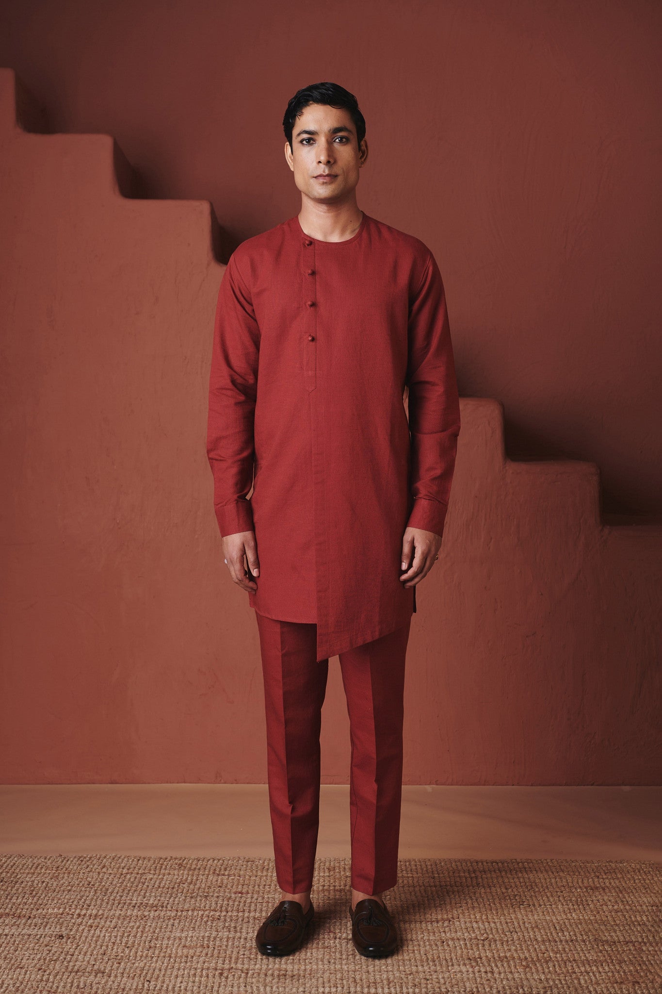 Brick Co - Linen Men's Side Open Kurta Set - CiceroniKurtaSaphed