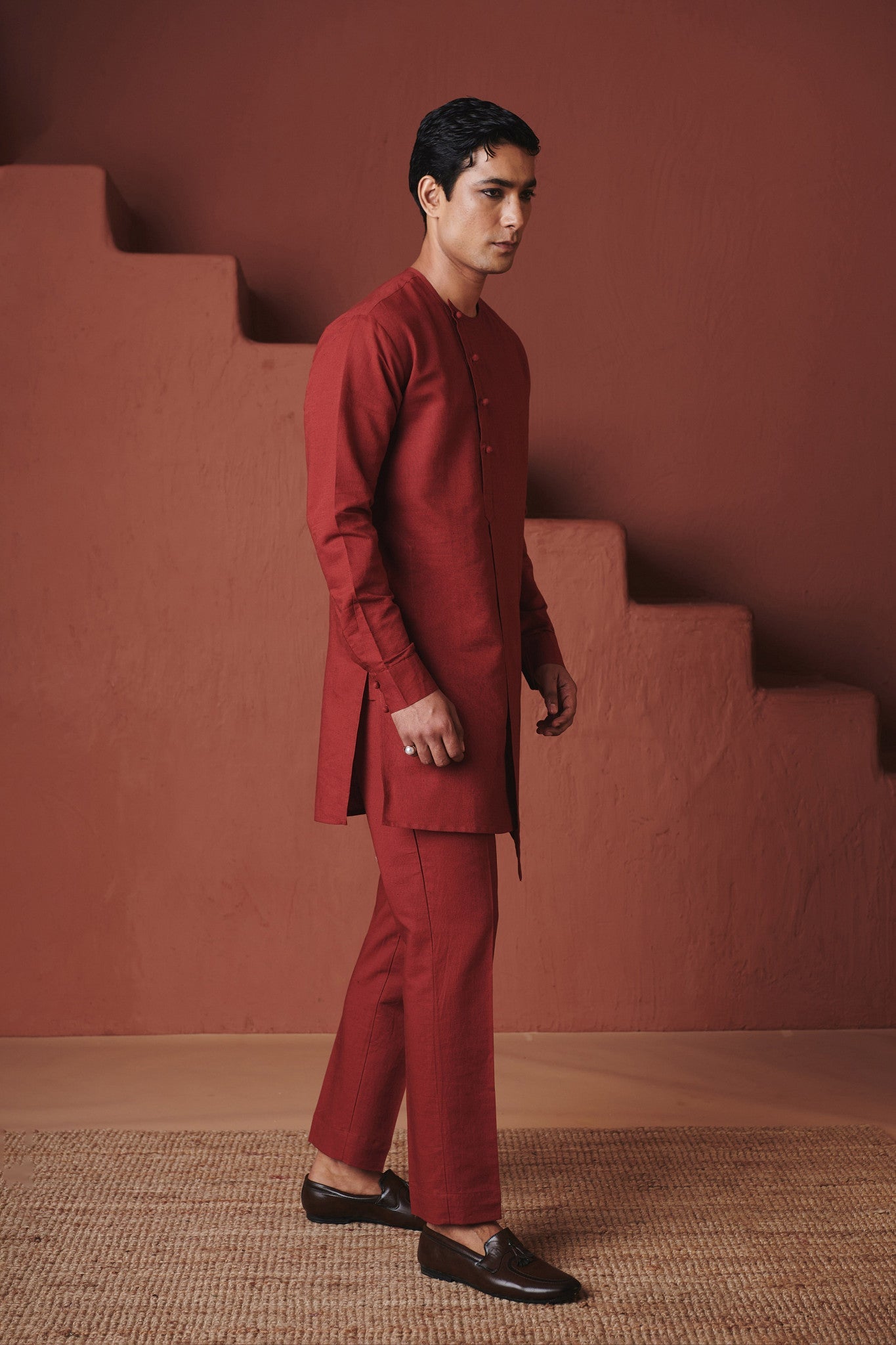 Brick Co - Linen Men's Side Open Kurta Set - CiceroniKurtaSaphed