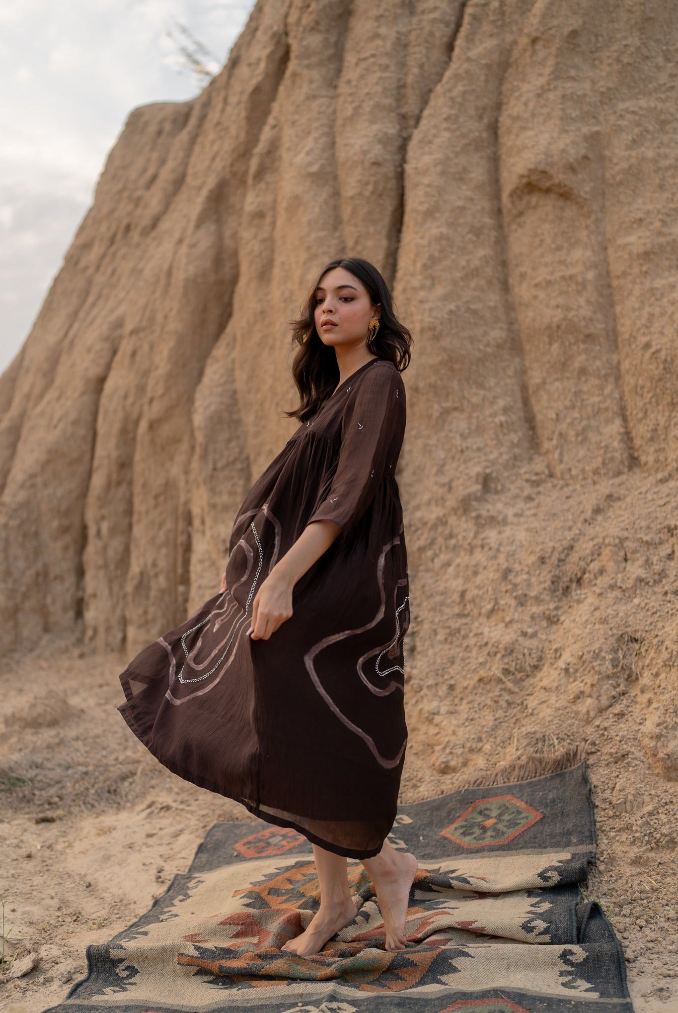 Brown Arazi Dress - CiceroniDressesNirjara