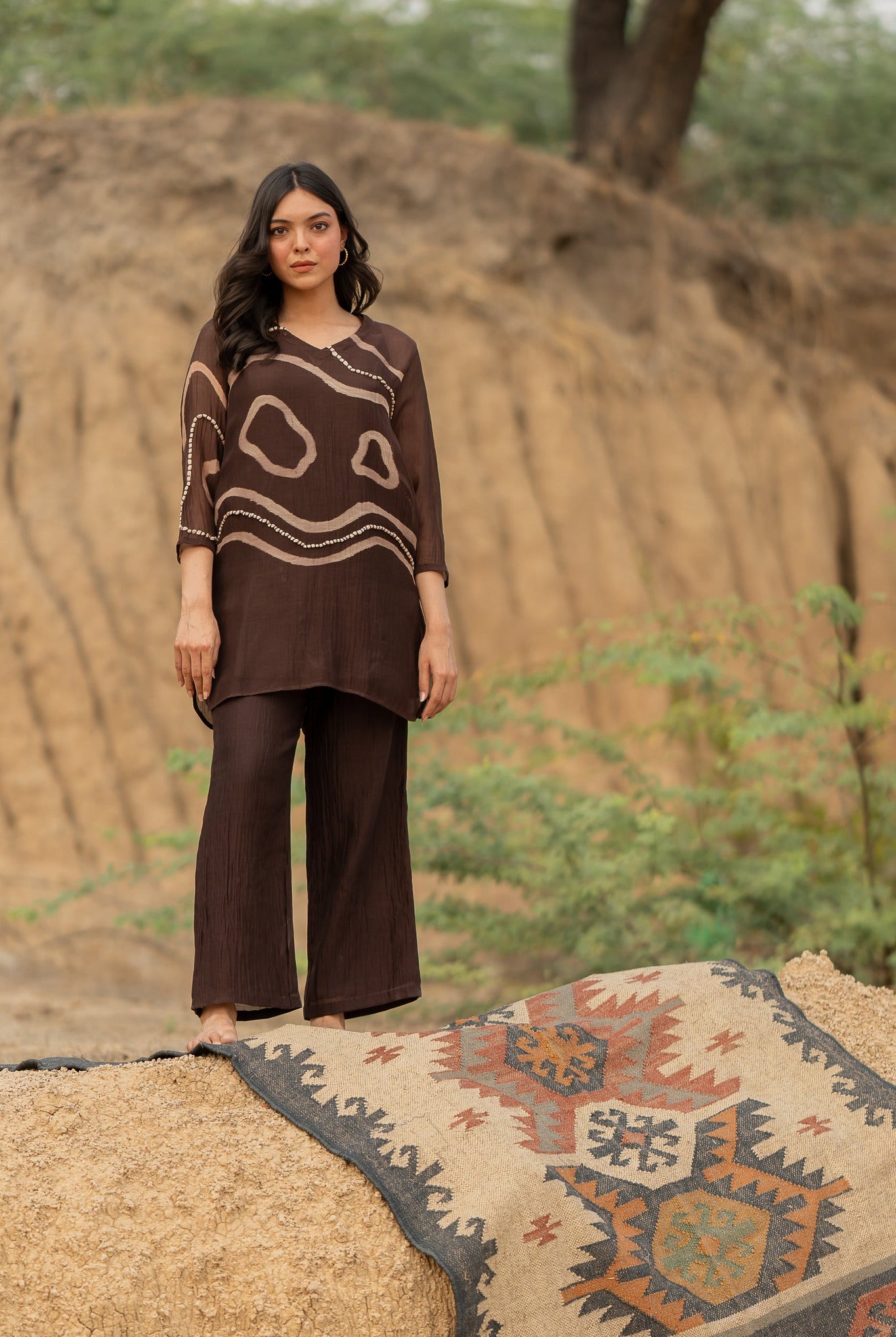 Brown Arsa Set - CiceroniKurta Set, Festive wearNirjara