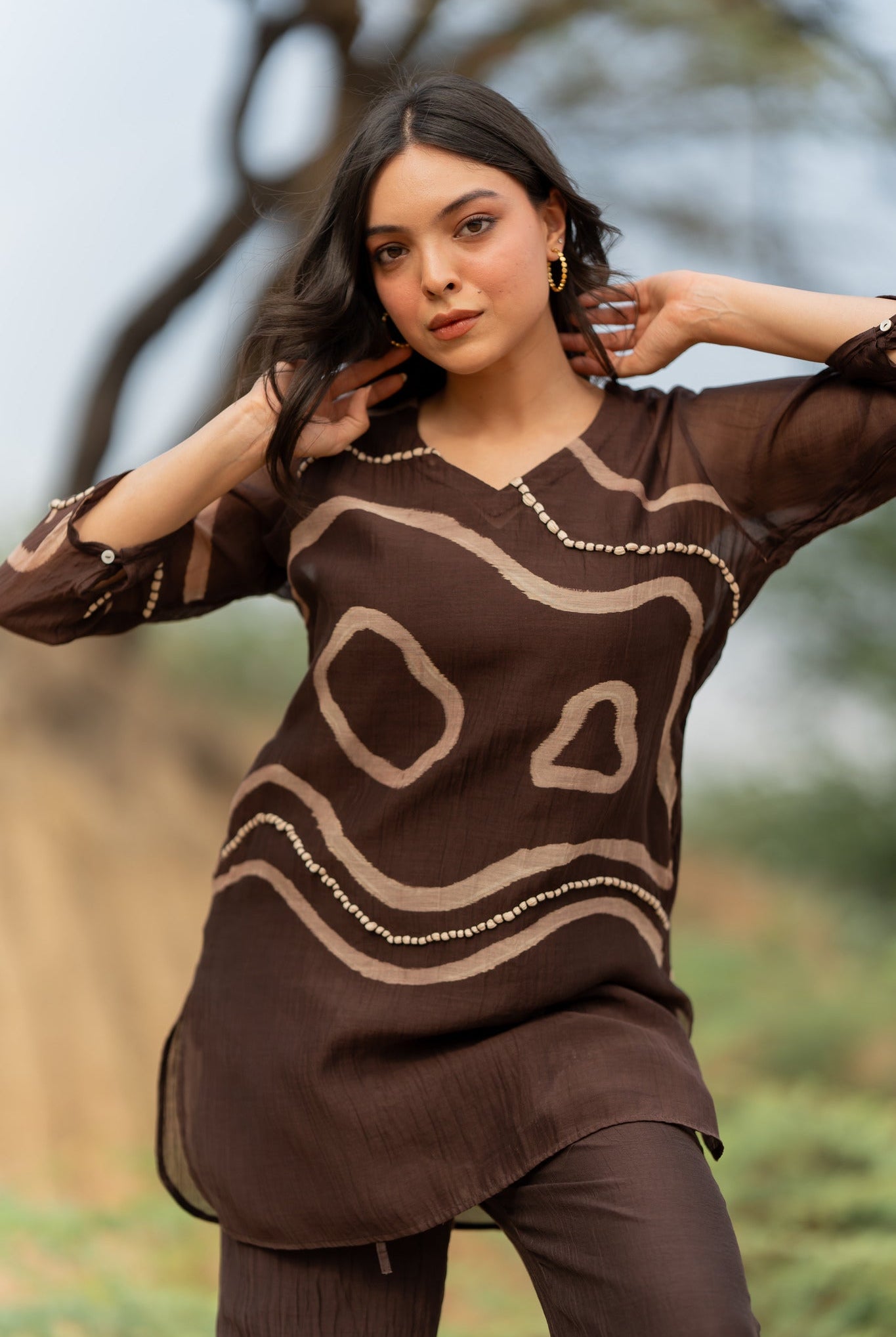 Brown Arsa Set - CiceroniKurta Set, Festive wearNirjara