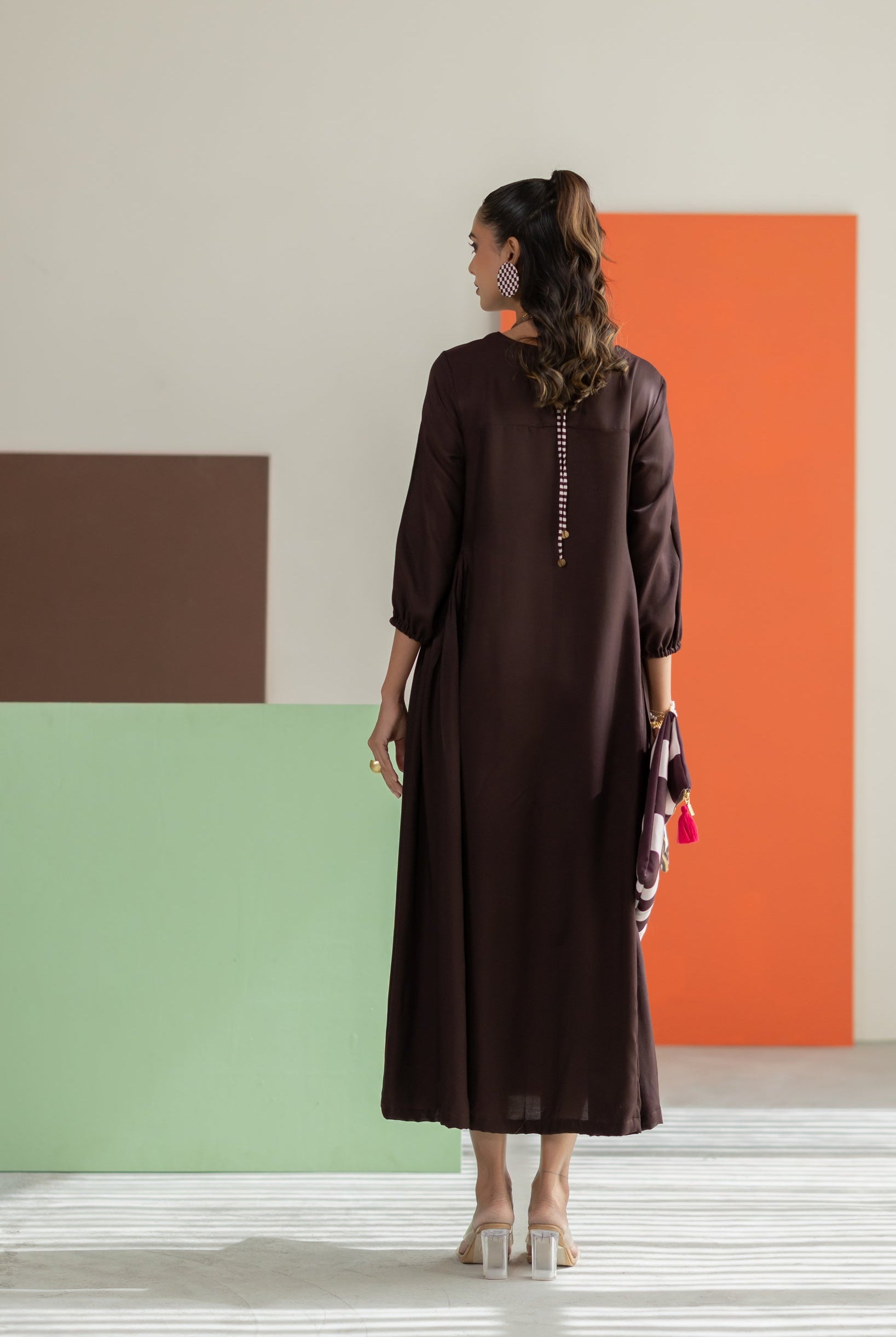 Brown Dress - CiceroniDressesTussah