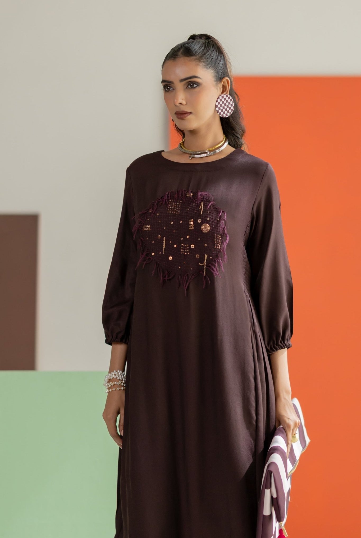 Brown Dress - CiceroniDressesTussah