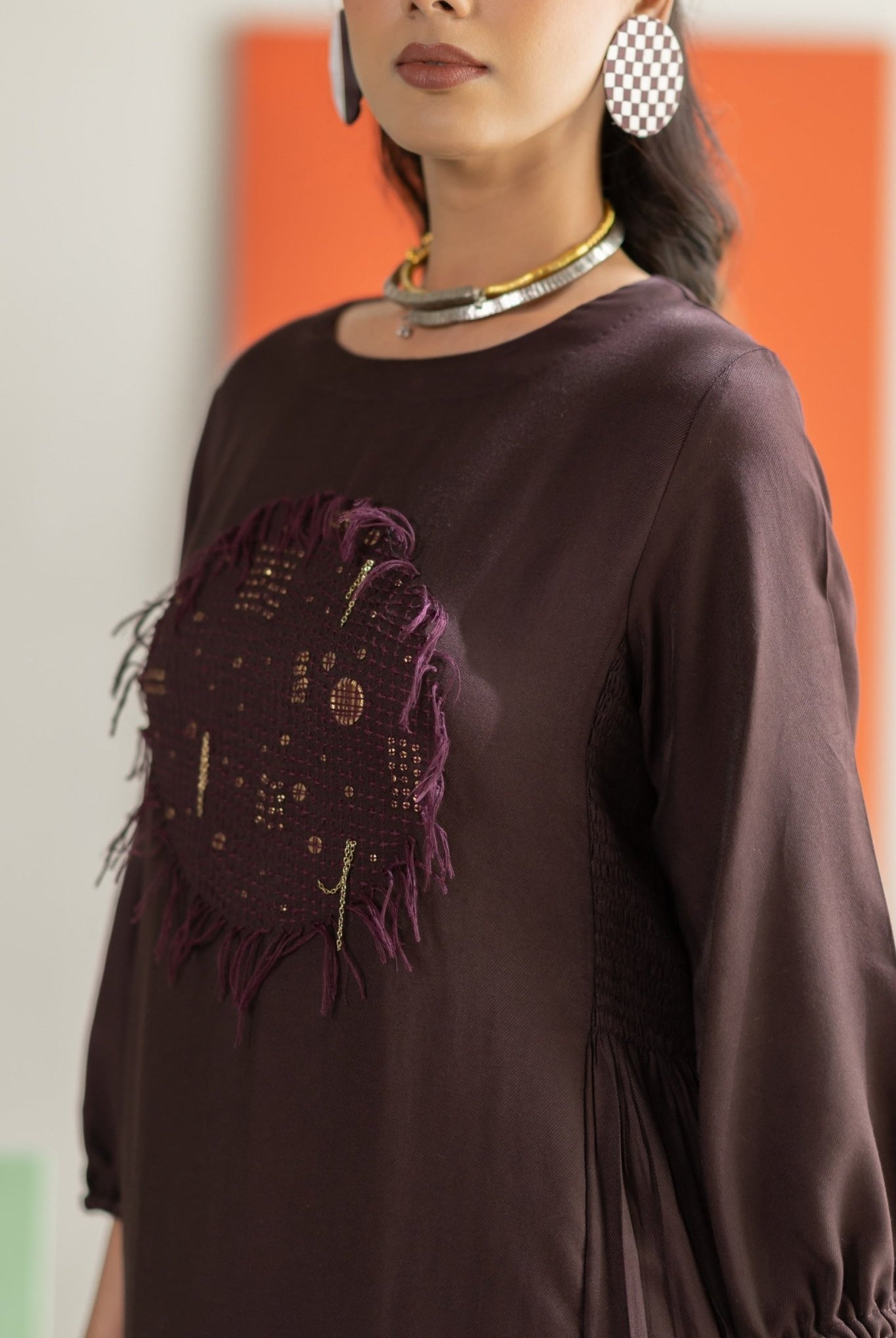 Brown Dress - CiceroniDressesTussah
