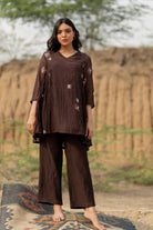 Brown Floral Nara Set - CiceroniKurta Set, Festive wearNirjara