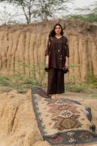 Brown Floral Nara Set - CiceroniKurta Set, Festive wearNirjara