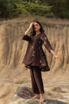 Brown Floral Nara Set - CiceroniKurta Set, Festive wearNirjara