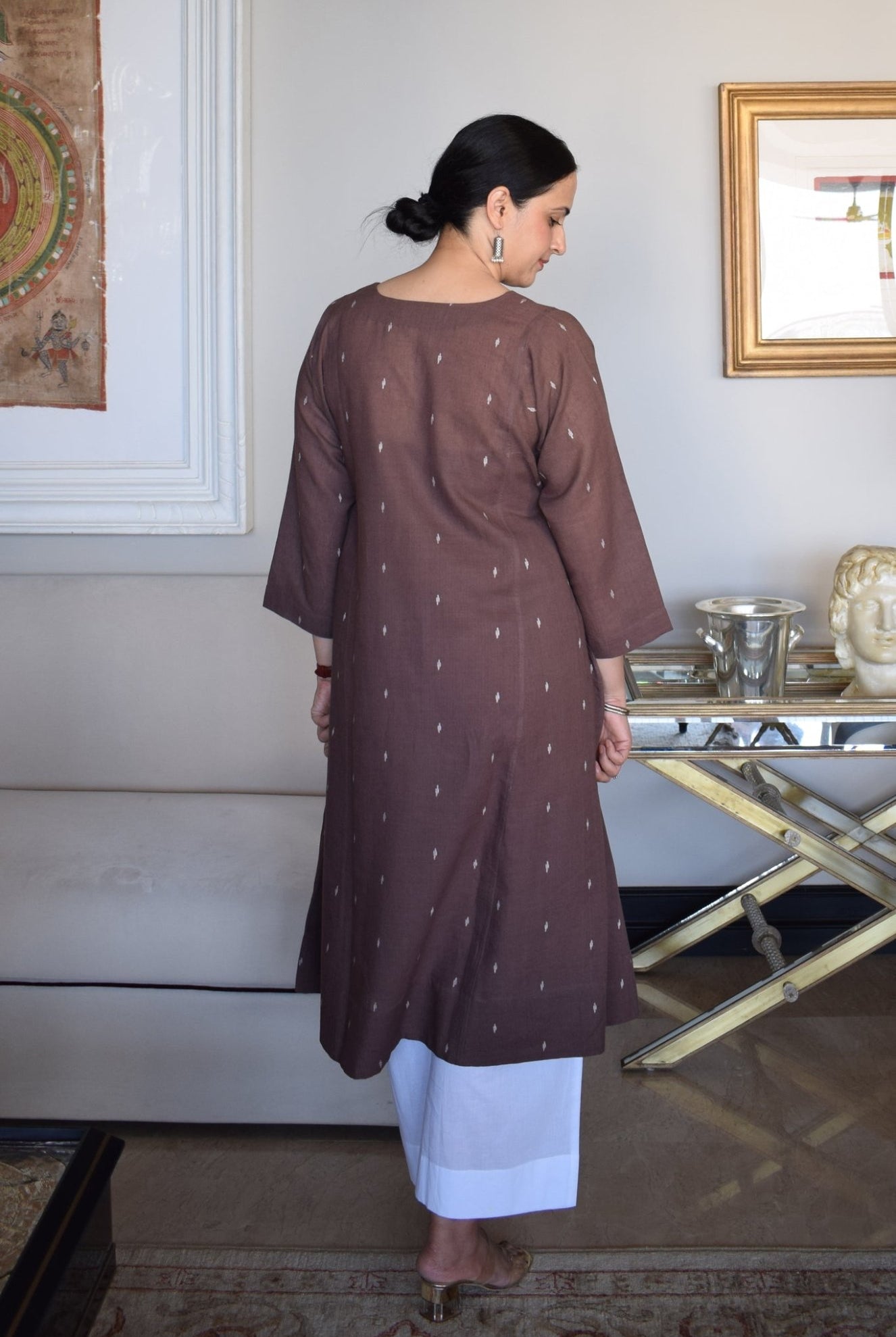 Brown Jamdani Phiran - CiceroniKurta, Everyday WearHouse of Moxa