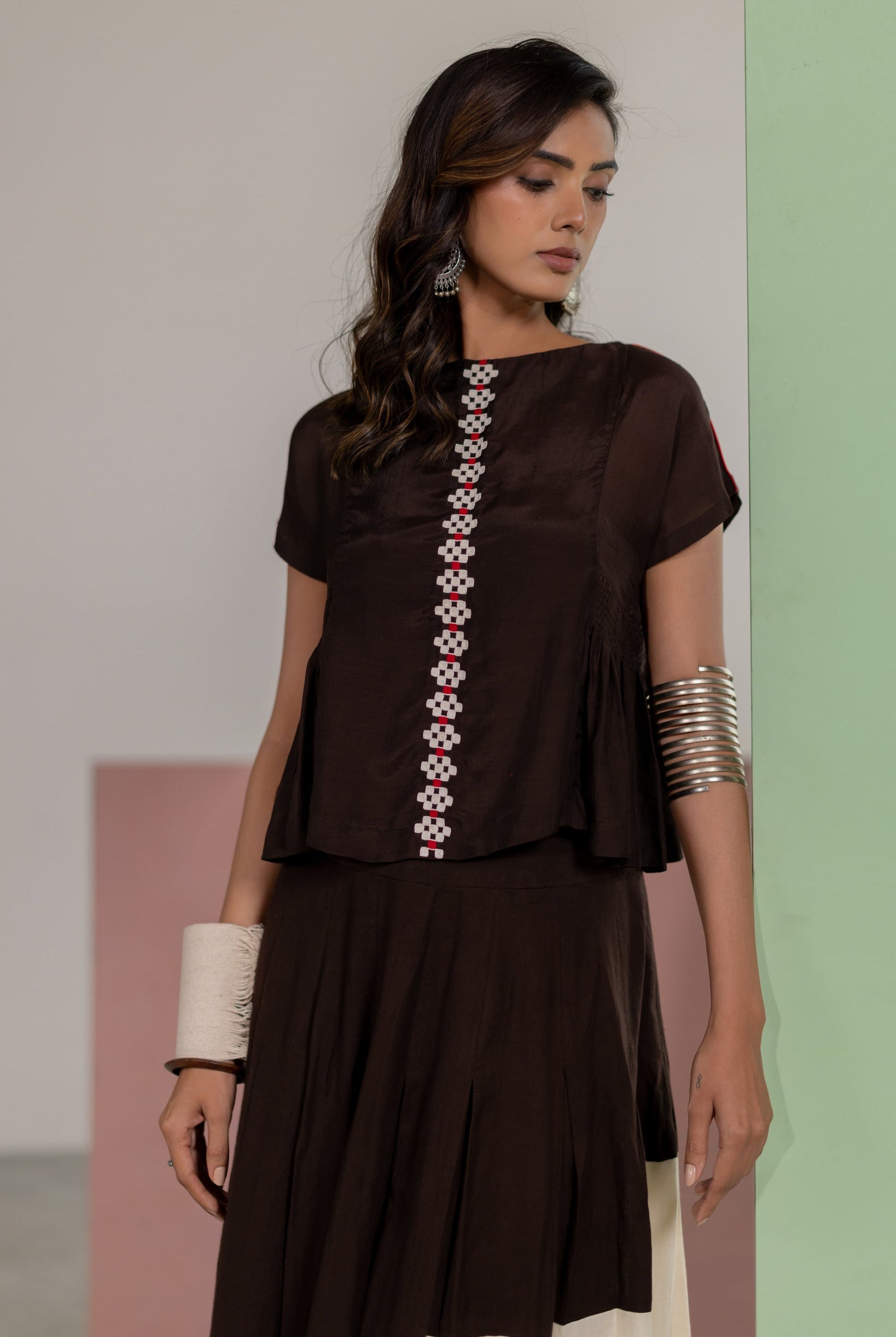 Brown Skirt Set - CiceroniSkirt SetTussah