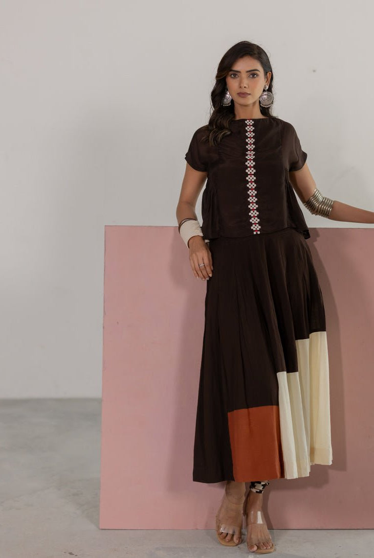 Brown Skirt Set - CiceroniSkirt SetTussah