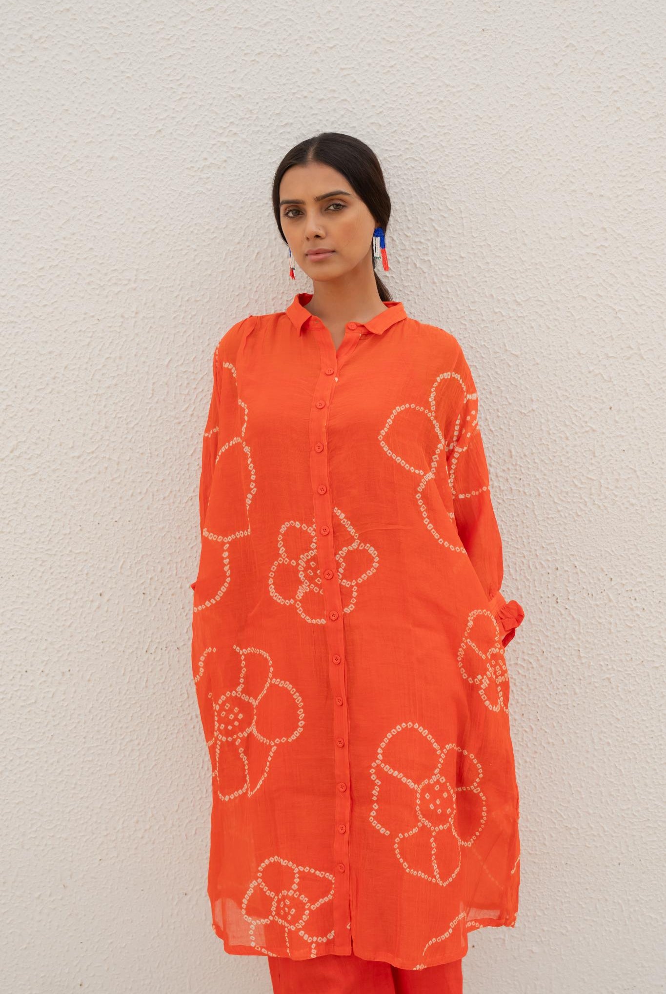 Burnt Orange Bandhani Tunic with Pants - CiceroniKurta SetSilai Studio