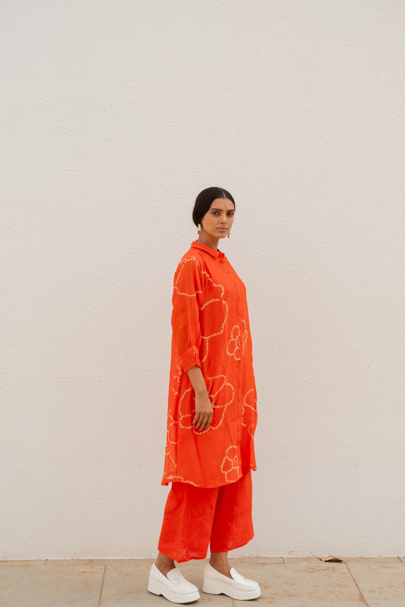Burnt Orange Bandhani Tunic with Pants - CiceroniKurta SetSilai Studio