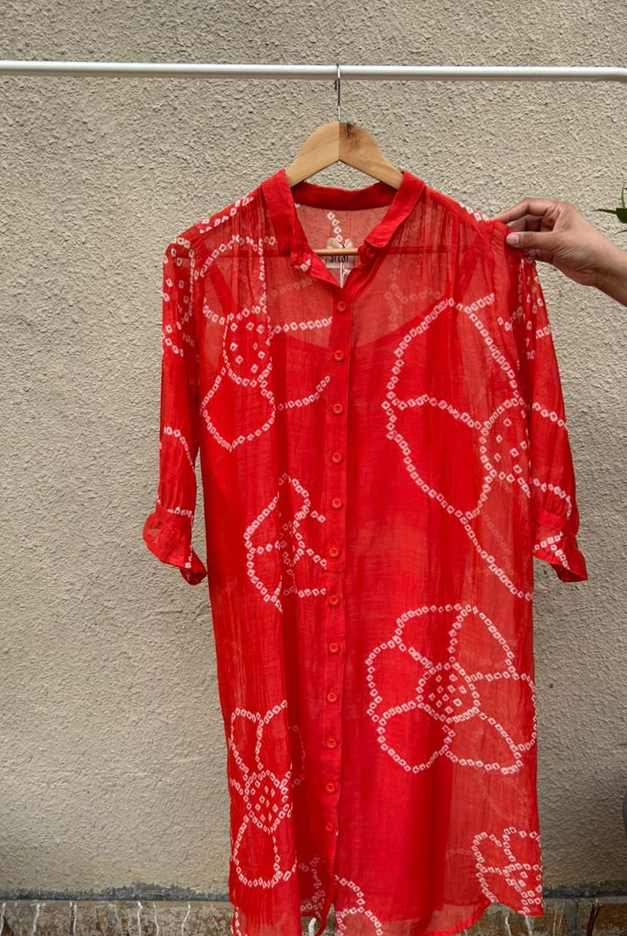 Burnt Orange Bandhani Tunic - CiceroniTunicsSilai Studio