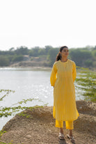Butter Yellow Pintucks Kurta Set - CiceroniKurta Set, Everyday WearMaidaan