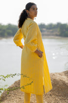 Butter Yellow Pintucks Kurta Set - CiceroniKurta Set, Everyday WearMaidaan