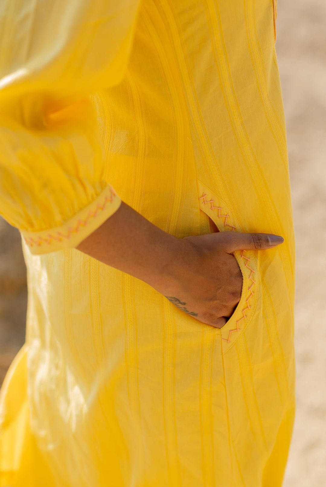 Butter Yellow Pintucks Kurta Set - CiceroniKurta Set, Everyday WearMaidaan