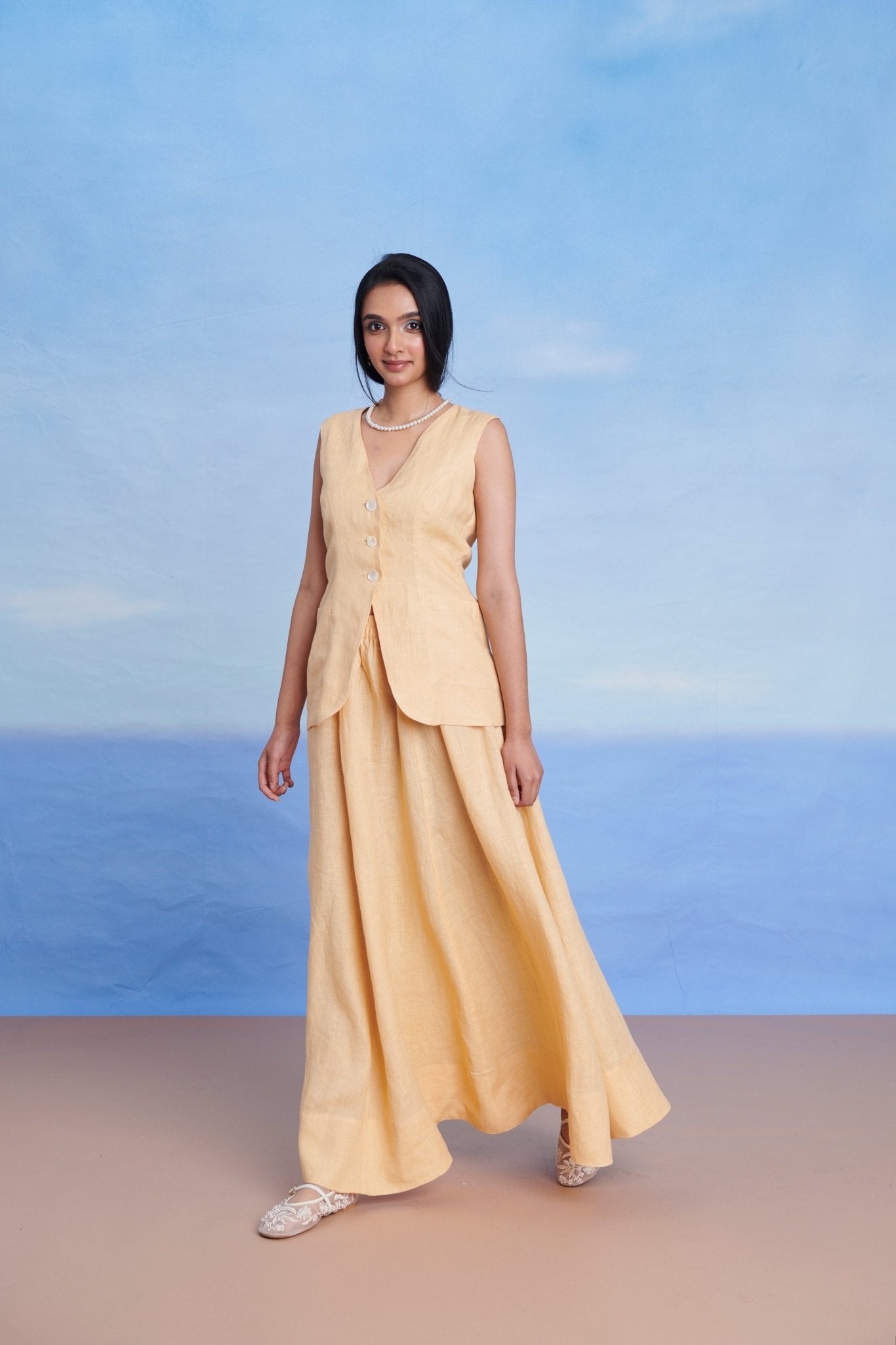 Butterscotch Linen Maxi Skirt - CiceroniSkirtsSaphed