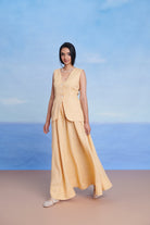 Butterscotch Linen V - neck Vest & Maxi Skirt Set - CiceroniSkirt SetSaphed