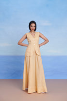 Butterscotch Linen V - Neck Vest - CiceroniVestSaphed